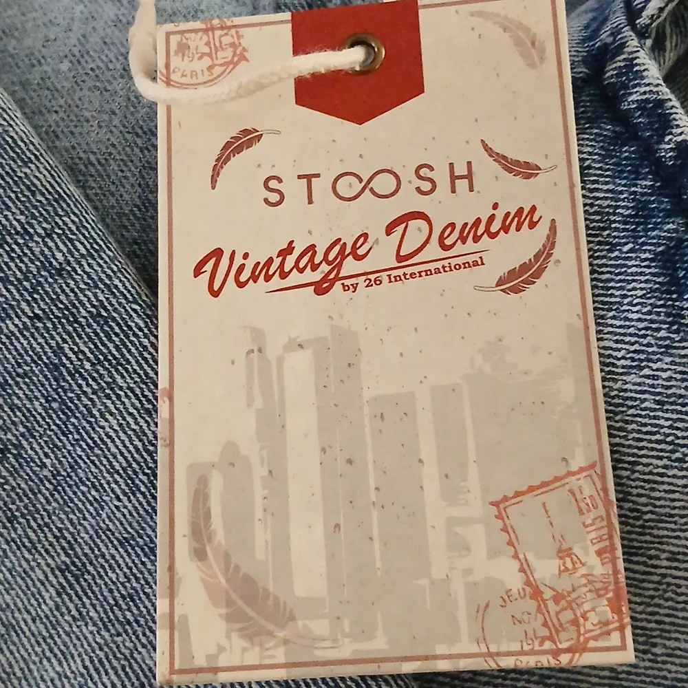 NWT Stoosh Vintage Denim Trench -Style Denim Jacket Acid Wash Look ■ Size M